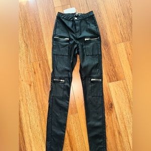 Misguided petit vice highwaisted zip jean black Leather pant